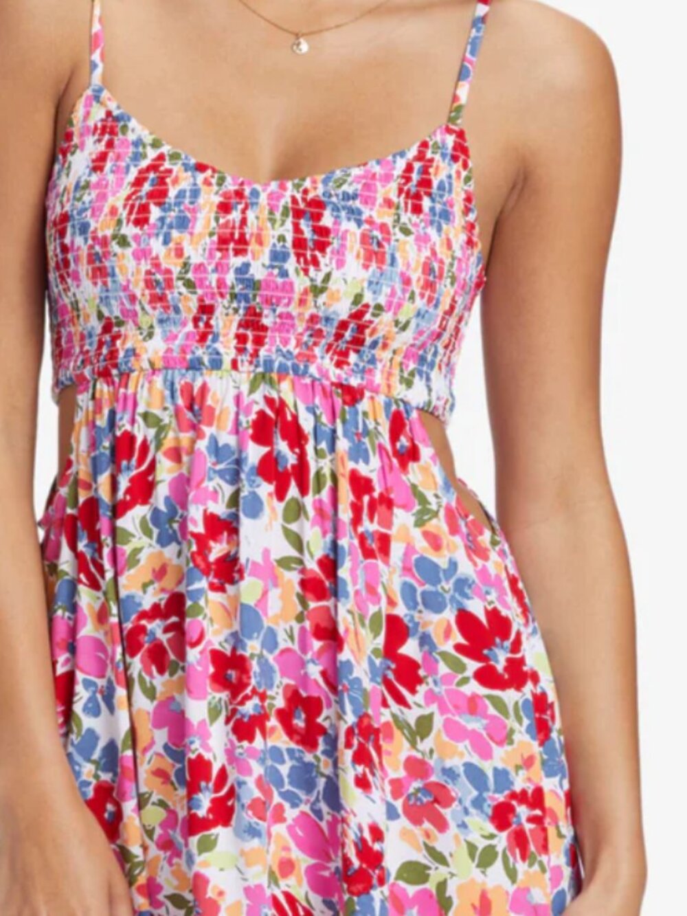 ROXY Floral Mini Dress Spaghetti Straps Extra Small